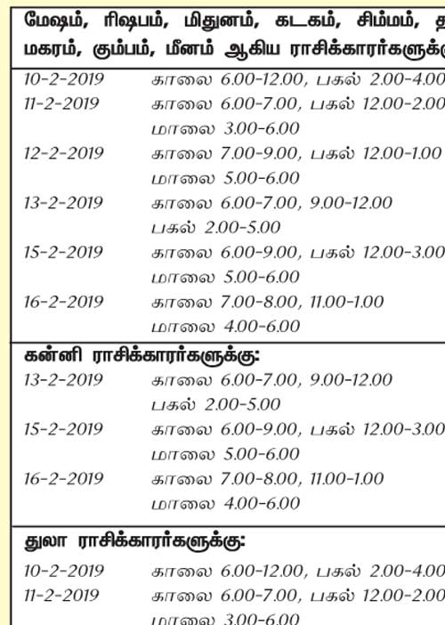 இந்த வாரத்தில் அனுகூலமான  நாளும், நேரமும் 10-2-2019 முதல் 16-2-2019 வரை