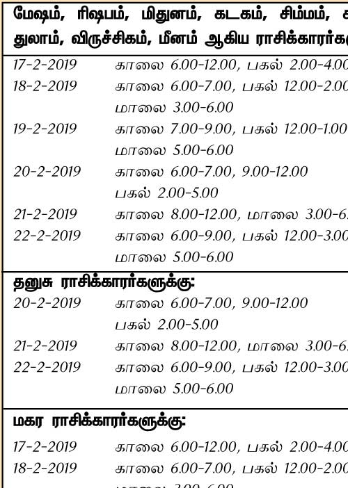 இந்த வாரத்தில் அனுகூலமான நாளும், நேரமும் 17-2-2019 முதல் 23-2-2019 வரை