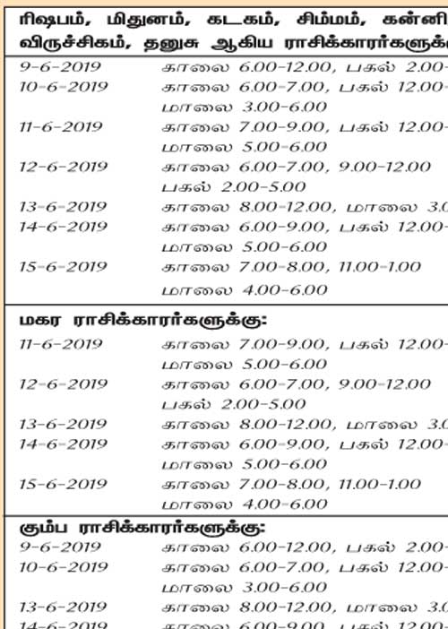 இந்த வாரத்தில் அனுகூலமான நாளும், நேரமும் 9-6-2019 முதல் 15-6-2019 வரை