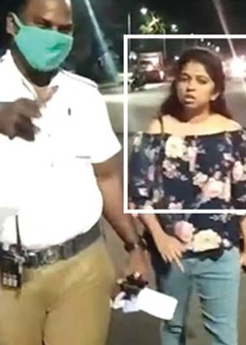 போலீஸிடம் திமிர் காட்டிய போதைப் பெண்!
