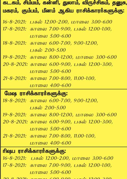 இந்த வாரத்தில் அனுகூலமான நாளும், நேரமும் 15-8-2021 முதல் 21-8-2021 வரை