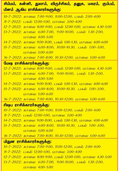 இந்த வாரத்தில்  அனுகூலமான நாளும், நேரமும் 10-7-2022 முதல் 16-7-2022 வரை