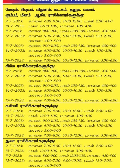 இந்த வாரத்தில் அனுகூலமான நாளும், நேரமும் 9-7-2023 முதல் 15-7-2023 வரை