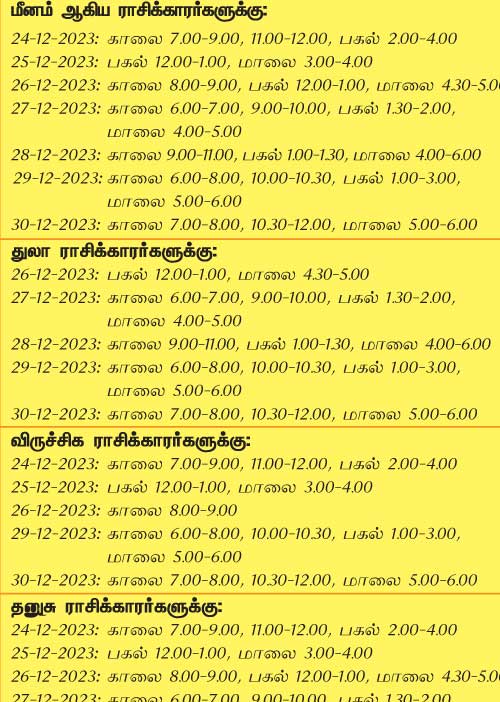 இந்த வாரத்தில் அனுகூலமான நாளும், நேரமும்  24-12-2023 முதல் 30-12-2023 வரை