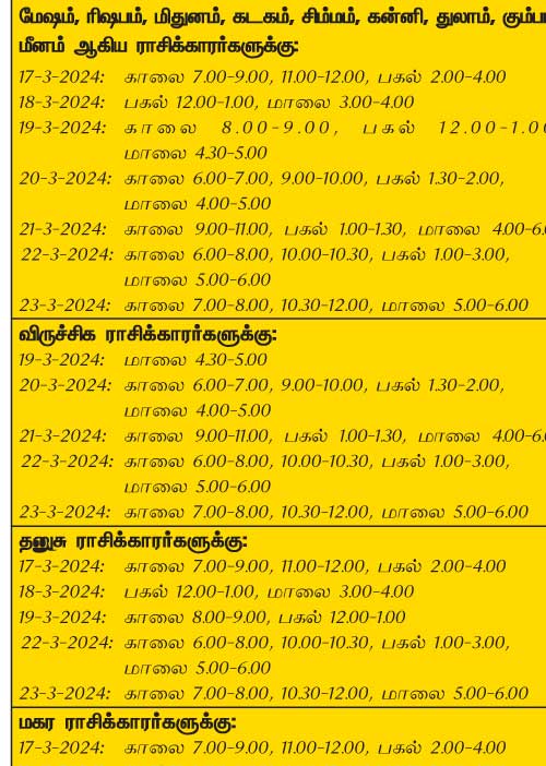 இந்த வாரத்தில் அனுகூலமான நாளும் 17-3-2024 முதல் 23-3-2024 வரை