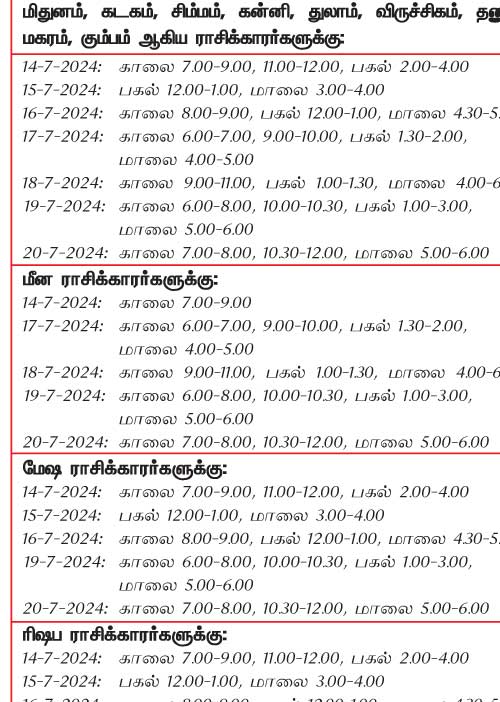 இந்த வாரத்தில் அனுகூலமான நாளும்   14-7-2024 முதல் 20-7-2024 வரை