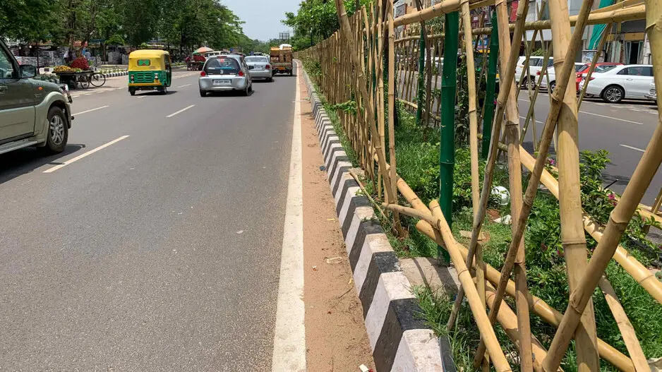 Bamboo fencing in Bhubaneswar Janpath smart or unsmart!