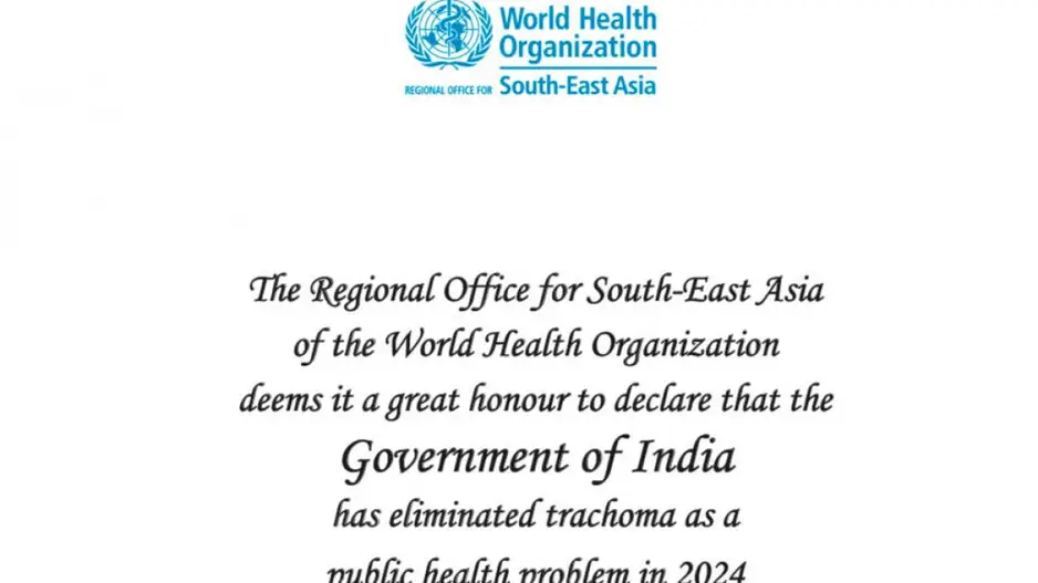 WHO felicitates India for eliminating trachoma that can lead to irreversible blindness