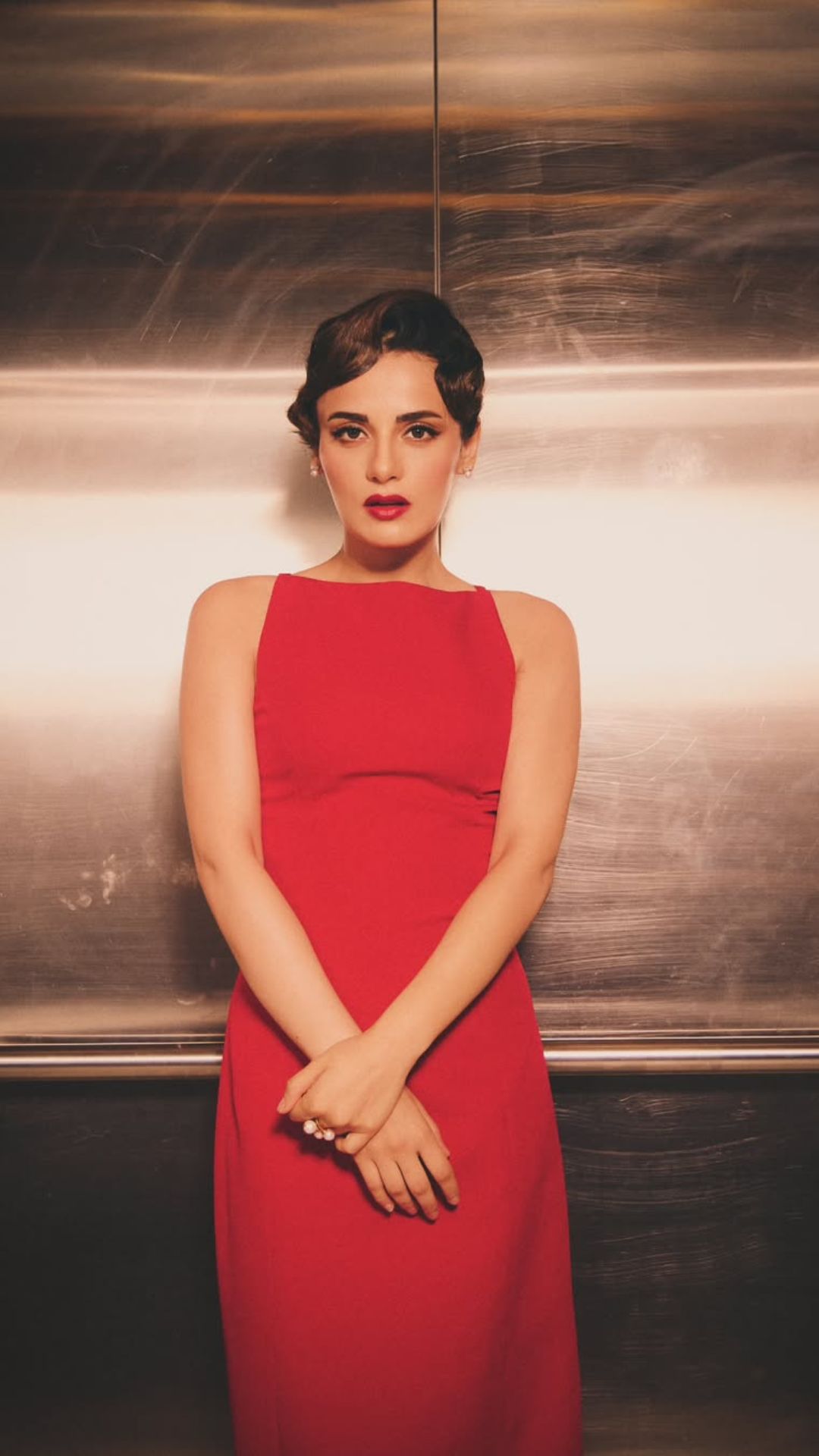 Radhika Madan Stuns in Retro Red Gown with Vintage-Inspired Elegance