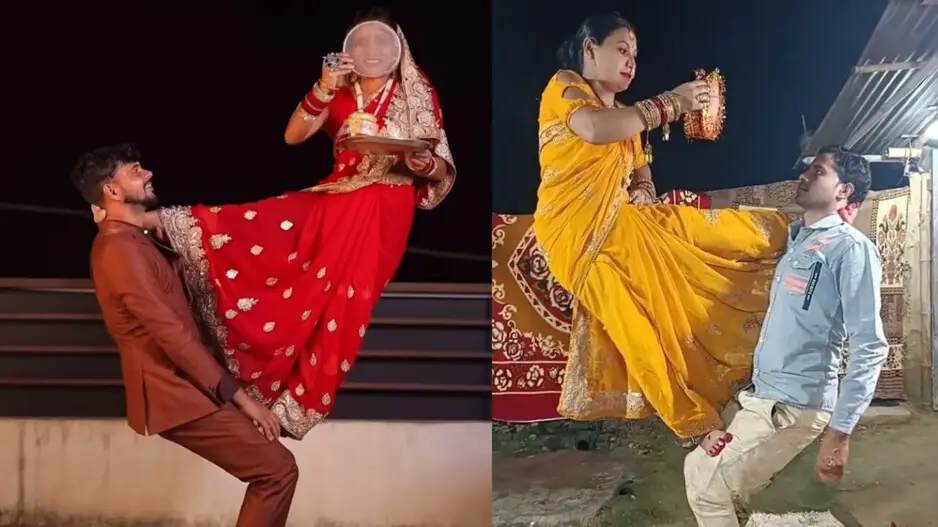 Karva Chauth special: Stunts of women with their husbands leave internet shocked, watch