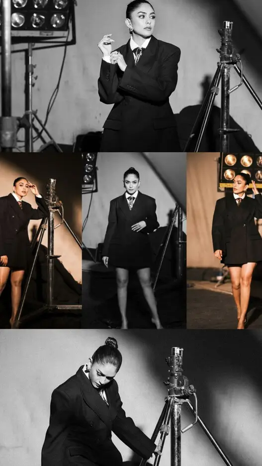 Mrunal Thakur Exudes 'Tom Boy' Vibe In A Bottomless Double-Breasted Black Jacket, Check Viral Pics