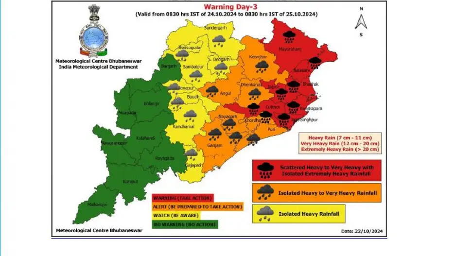 Cyclone Dana: IMD issues red alert for heavy rainfall in 7 Odisha districts on Oct 24