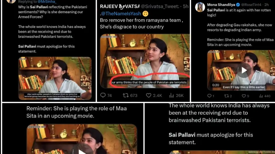 Ramayan star Sai Pallavi's remark on Indian Army sparks outrage