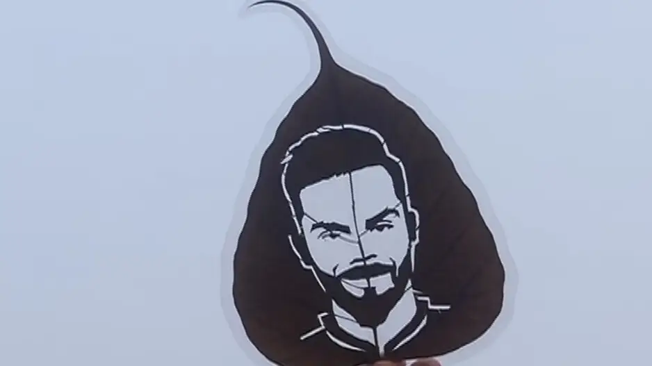Cricket returns to Cuttack’s Barabati Stadium, fan crafts Virat Kohli’s face on leaf