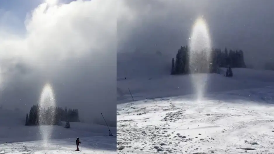 Portal to another dimension! Skiers spot 'Sun Candle' in Austria, watch