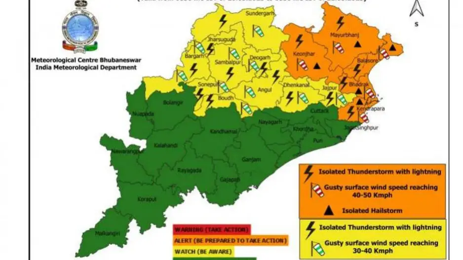 Thunderstorm to bring temperature down: IMD issues orange warning for Odisha districts