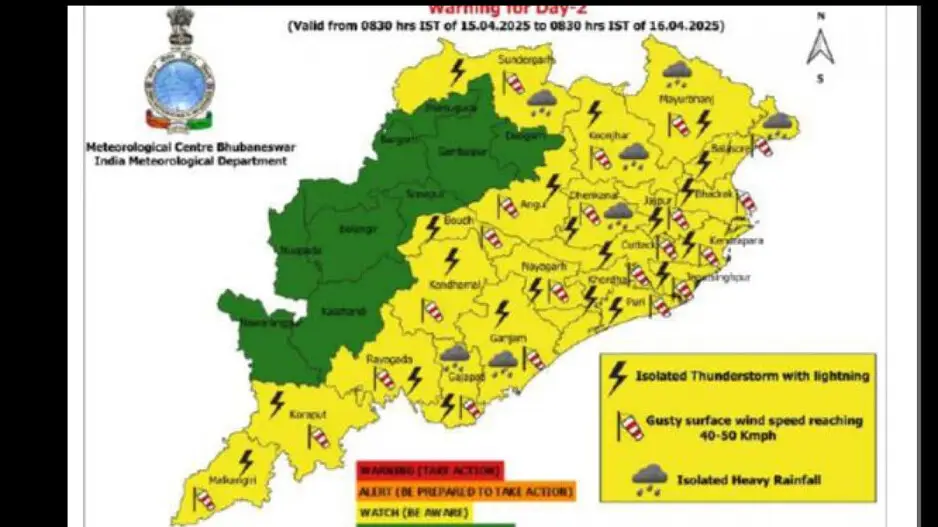 IMD predicts heavy rainfall, thunderstorm activities in Odisha; yellow alert issued