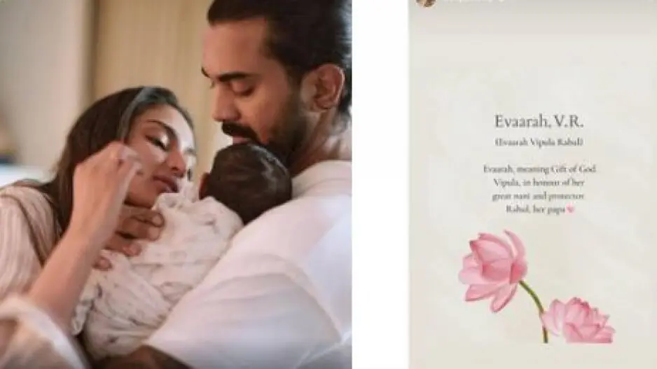 KL Rahul and Athiya Shetty’s baby girl named Evaarah Vipula Rahul; here’s what the name means