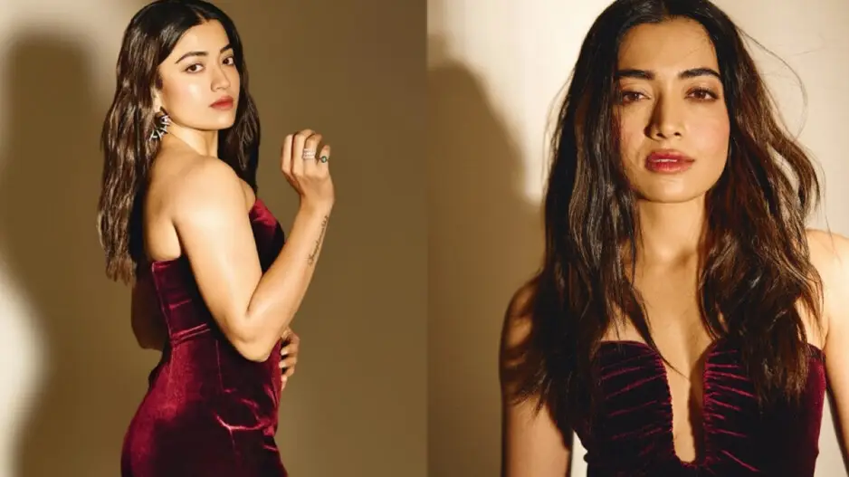 Rashmika Mandanna spills her secret to a happy day with stunning red velvet look