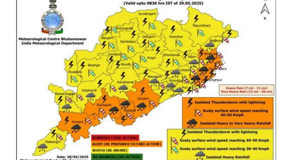 Depression to trigger heavy to heavy rainfall in Odisha; IMD issues orange warning