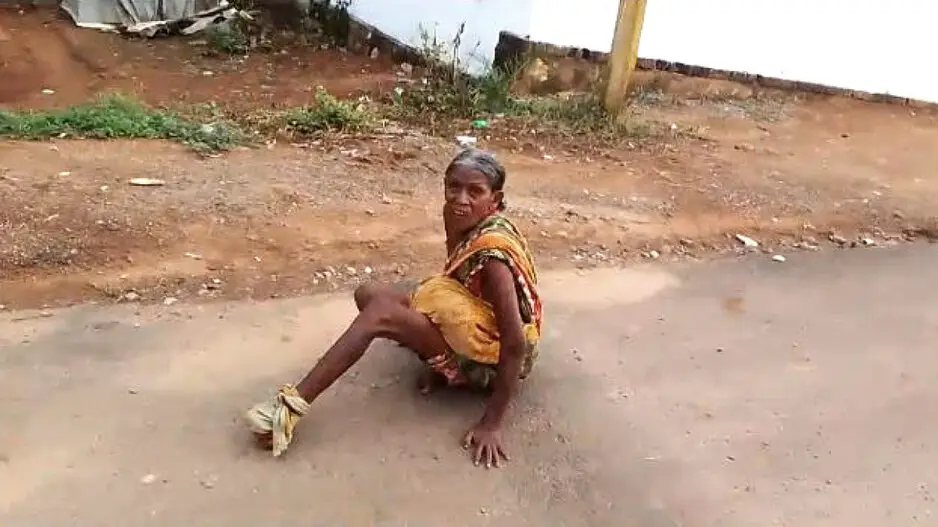 Elderly woman crawls long distance to collect pension in Odisha