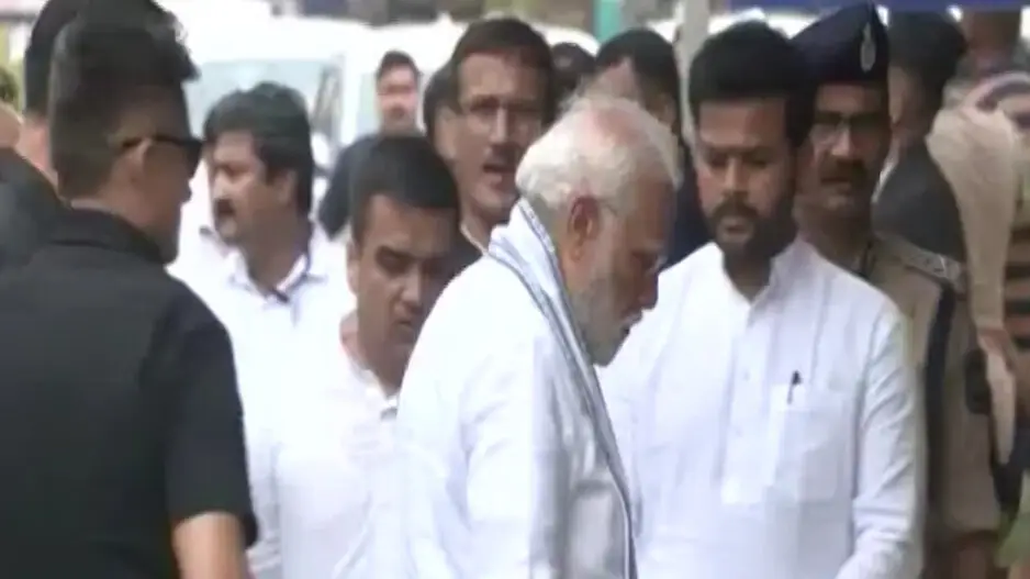 PM Modi reaches Air India plane crash site in Ahmedabad