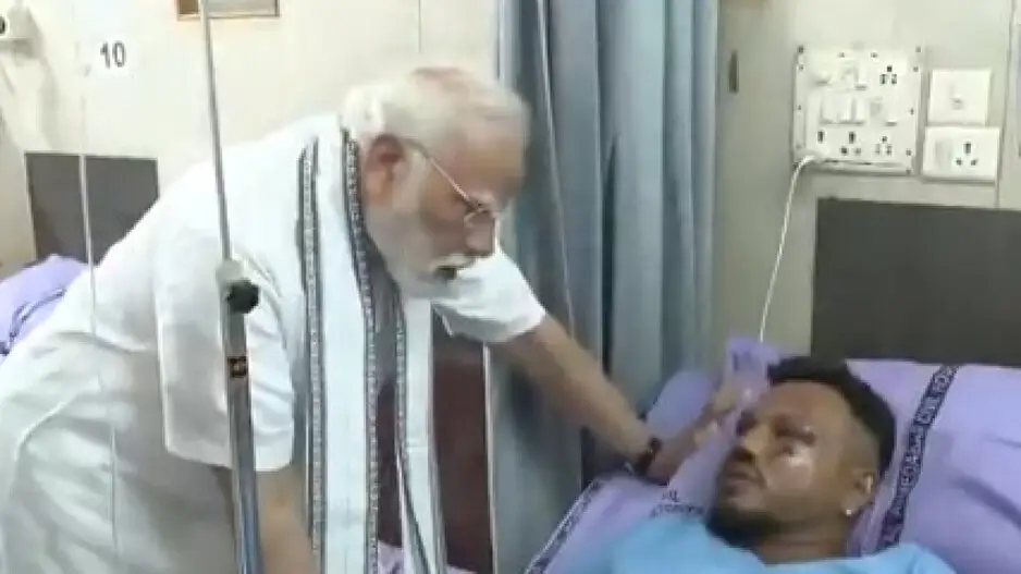 PM Modi meets plane crash survivor, injured victims at hospital in Ahmedabad