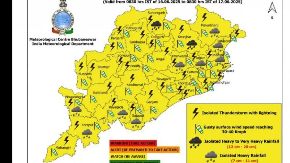 Monsoon likely to advance into more parts of Odisha; IMD predicts thunderstorm, heavy rainfall