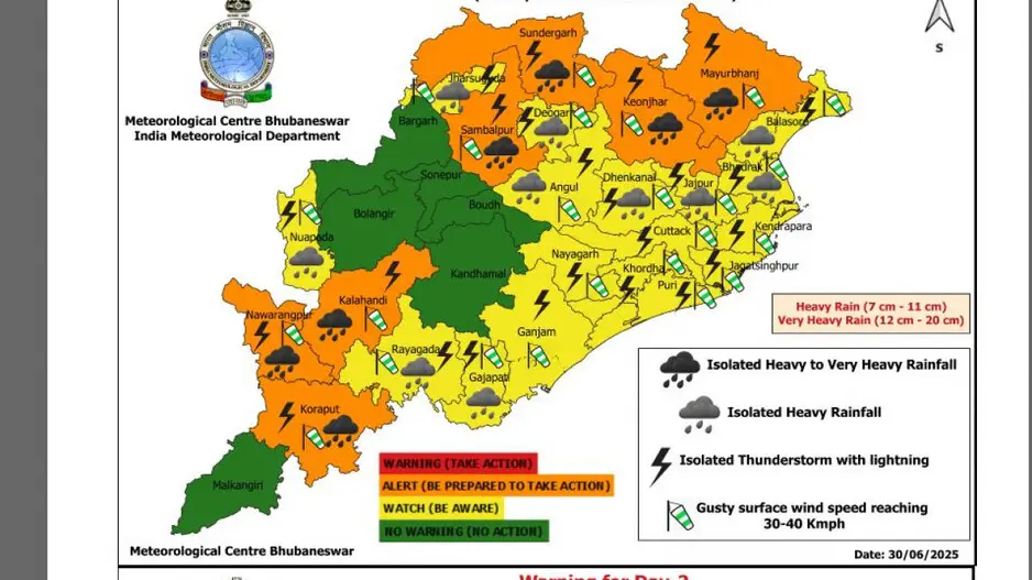 Heavy to very heavy rain alert for Odisha districts; check IMD’s latest forecast